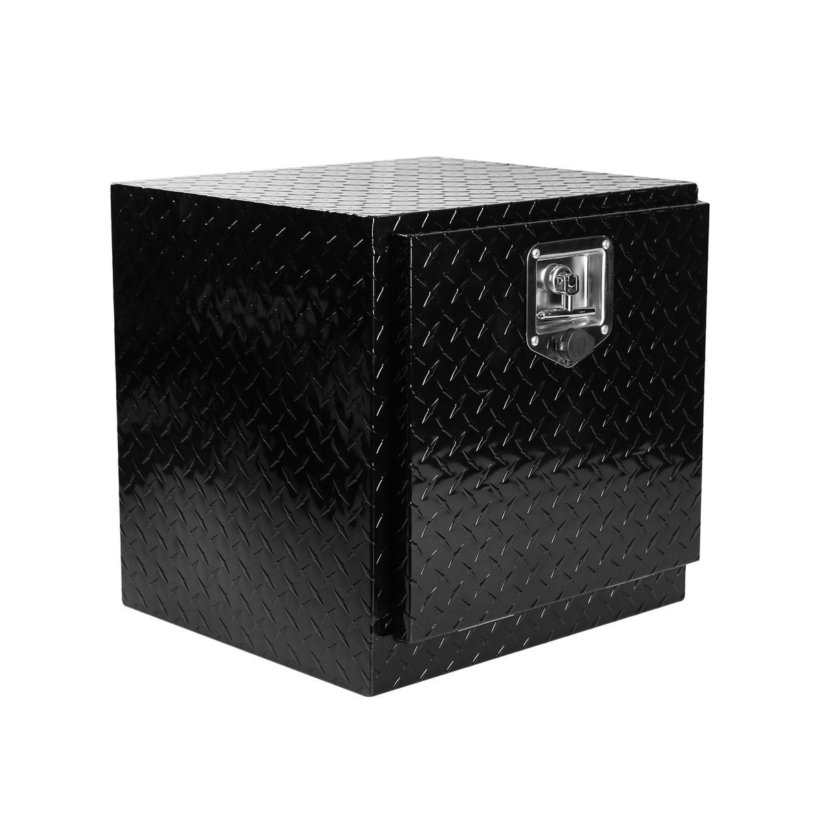 Heavy Duty Aluminum Diamond Plate Tool Underbody Box Waterproof with T-Handle Lock and Keys 17.9"×17.1"×17.9"