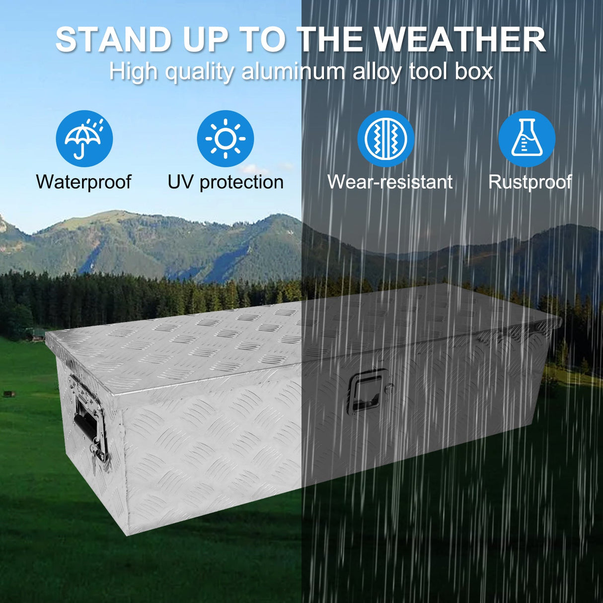 39 Inch Truck Bed Tool Box with Handle and Lock Aluminum Heavy Duty - Silver - Fab Heavy Parts