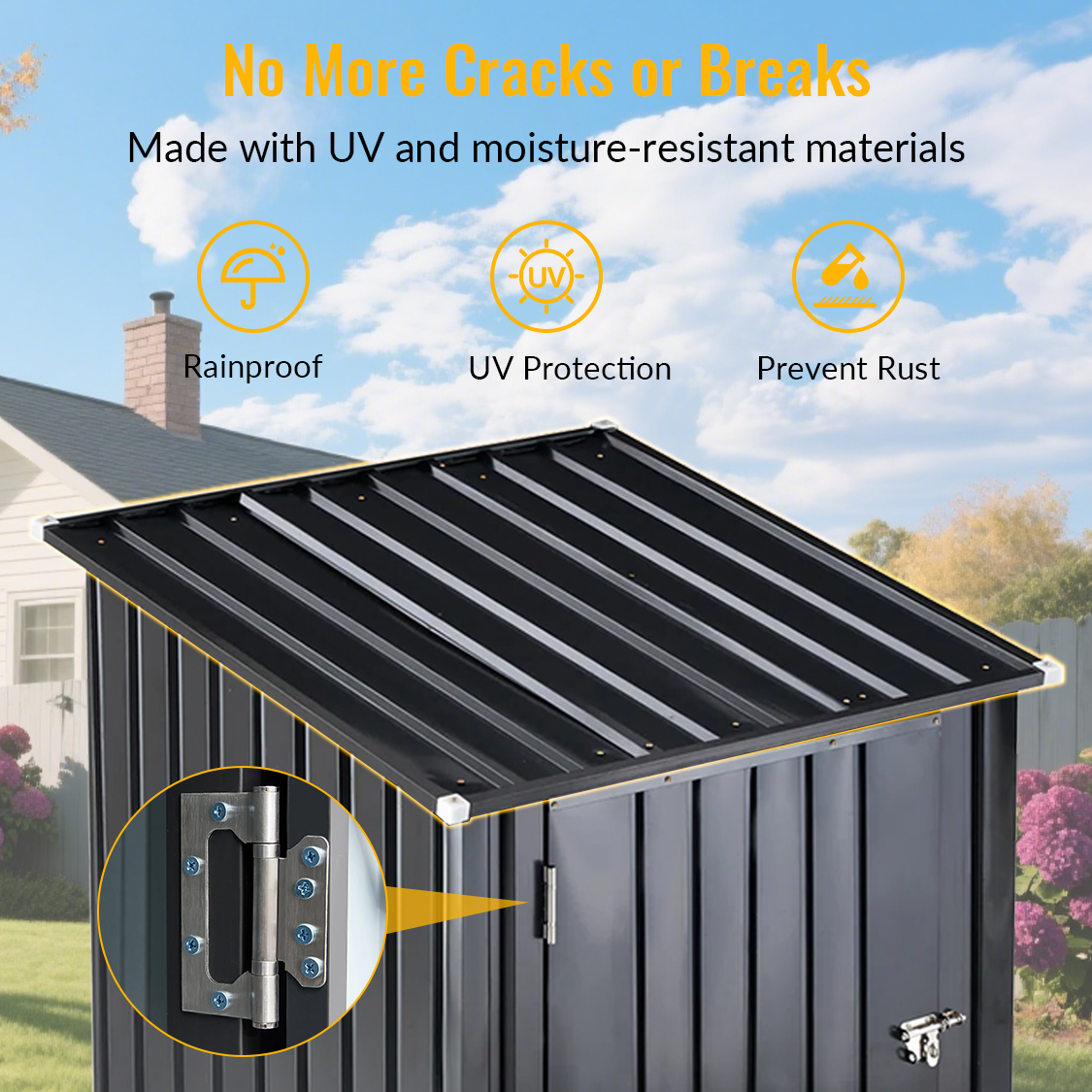 3 x 3 FT Outdoor Storage Shed with Single Lockable Door Metal Steel--Dark Gray