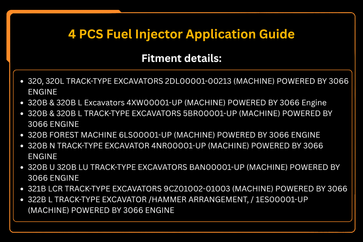 Injecteur de carburant 4 pièces 5I-7706 5I7706 10R-7599 10R7599, adapté au moteur Caterpillar CAT 3064 3066 S4KT S6KT