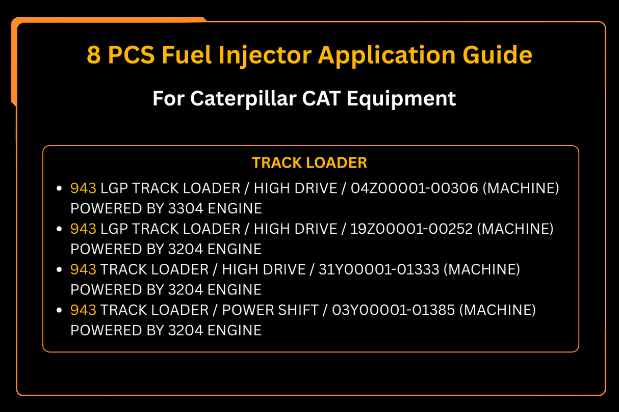 8 STK drivstoffinjektor 1W5829 1W-5829 Passer til Caterpillar CAT 215 225 227 943 953 613B 613C Motor 3208 3204 3304