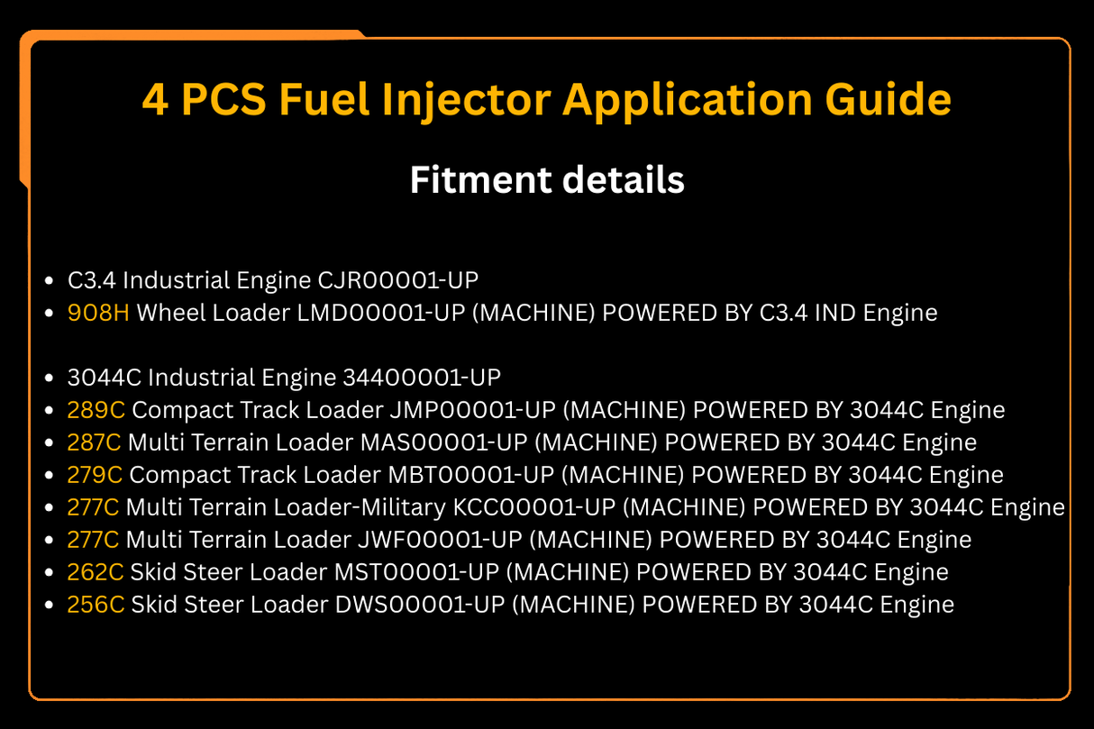4 STK drivstoffinjektor 314-9985 3149985 Passer til Caterpillar CAT motor C3.4 3044C Laster 908H 289C 279C 287C 277C 262C 256C