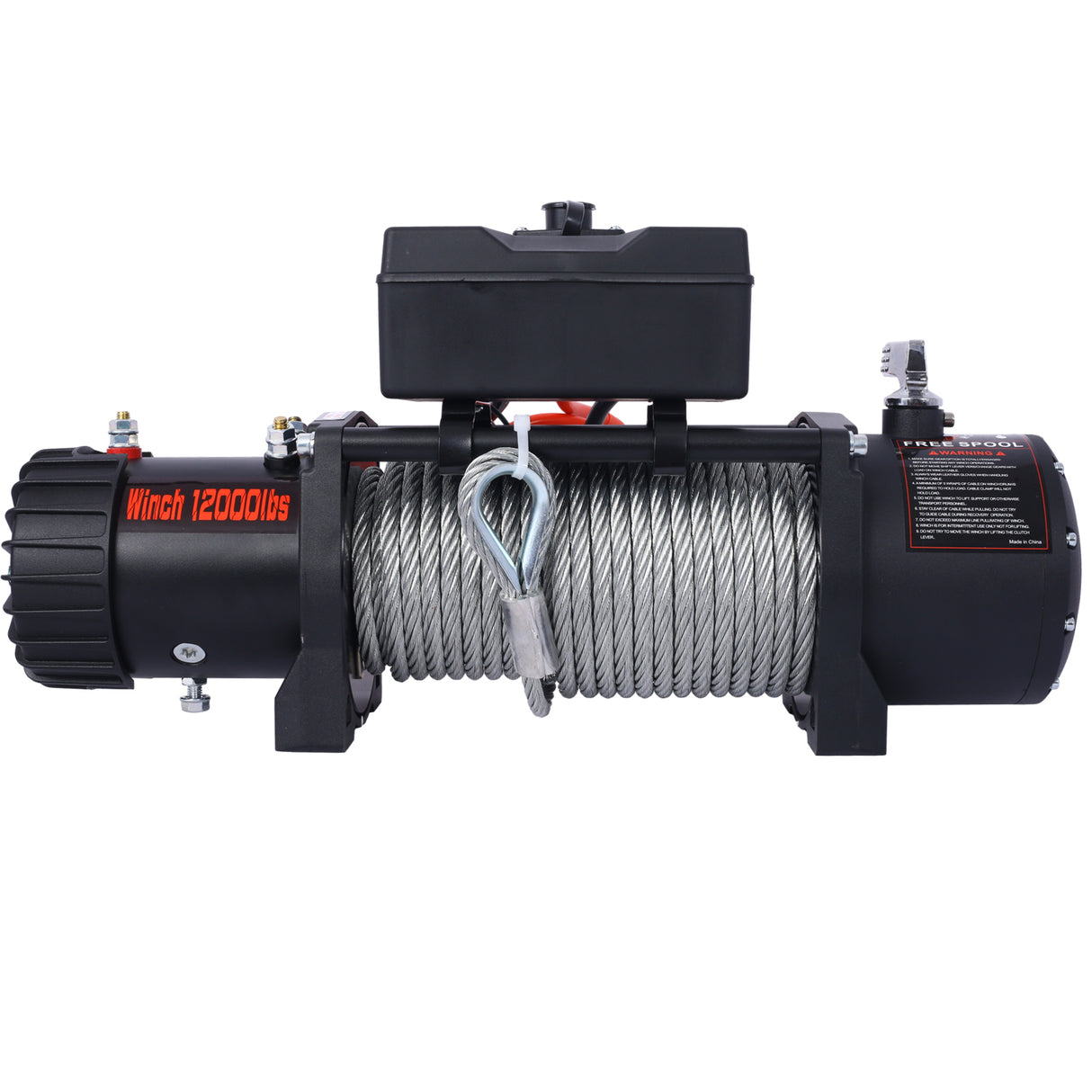 12V 12000LB Electric Winch Towing Trailer Steel Cable Off Road Waterproof Wire Cable