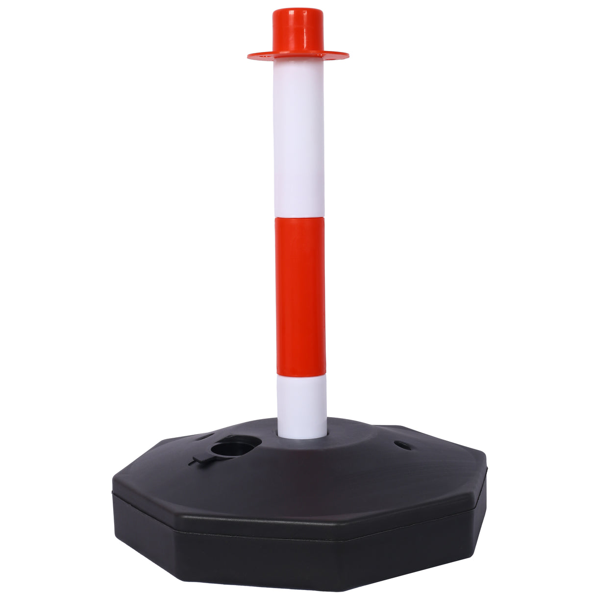 4 Pack Traffic Delineator Post Cones with Fillable Base Adjustable Safety Barrier with 5Ft Plastic Chain--White+Red