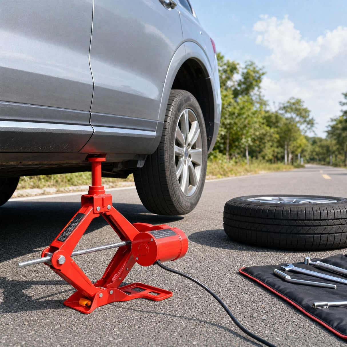 3Ton 12V Electric Car Scissor Jack Kit Heavy Duty Portable Auto Lift Floor Jack Roadside Emergency Tire Changing Tool for Sedans & SUVs - Fab Heavy Parts