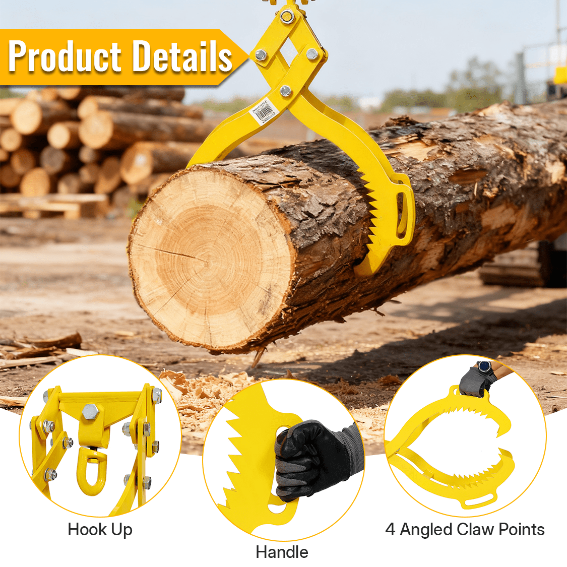 4 Claw Timber Log Lifting Logging Tongs Grabber Tong 28" Heavy Duty Solid Steel - Fab Heavy Parts