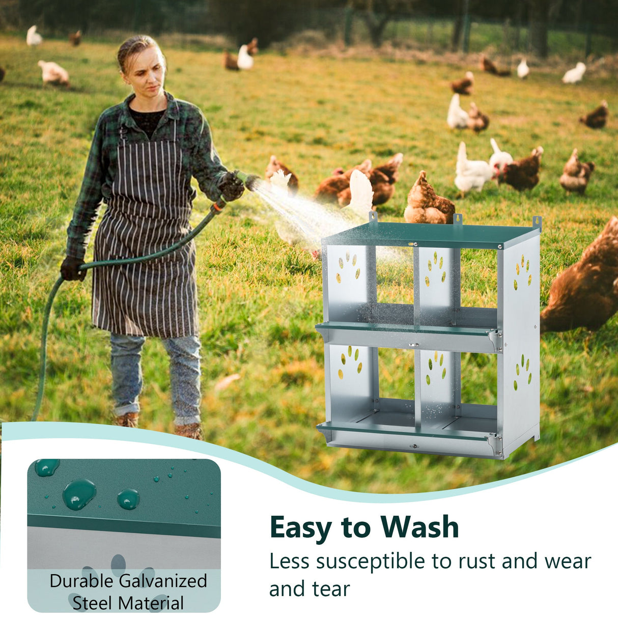 4 Compartment Chicken Nesting Boxes Metal Wall Mount Chicken Egg Laying Box - Fab Heavy Parts