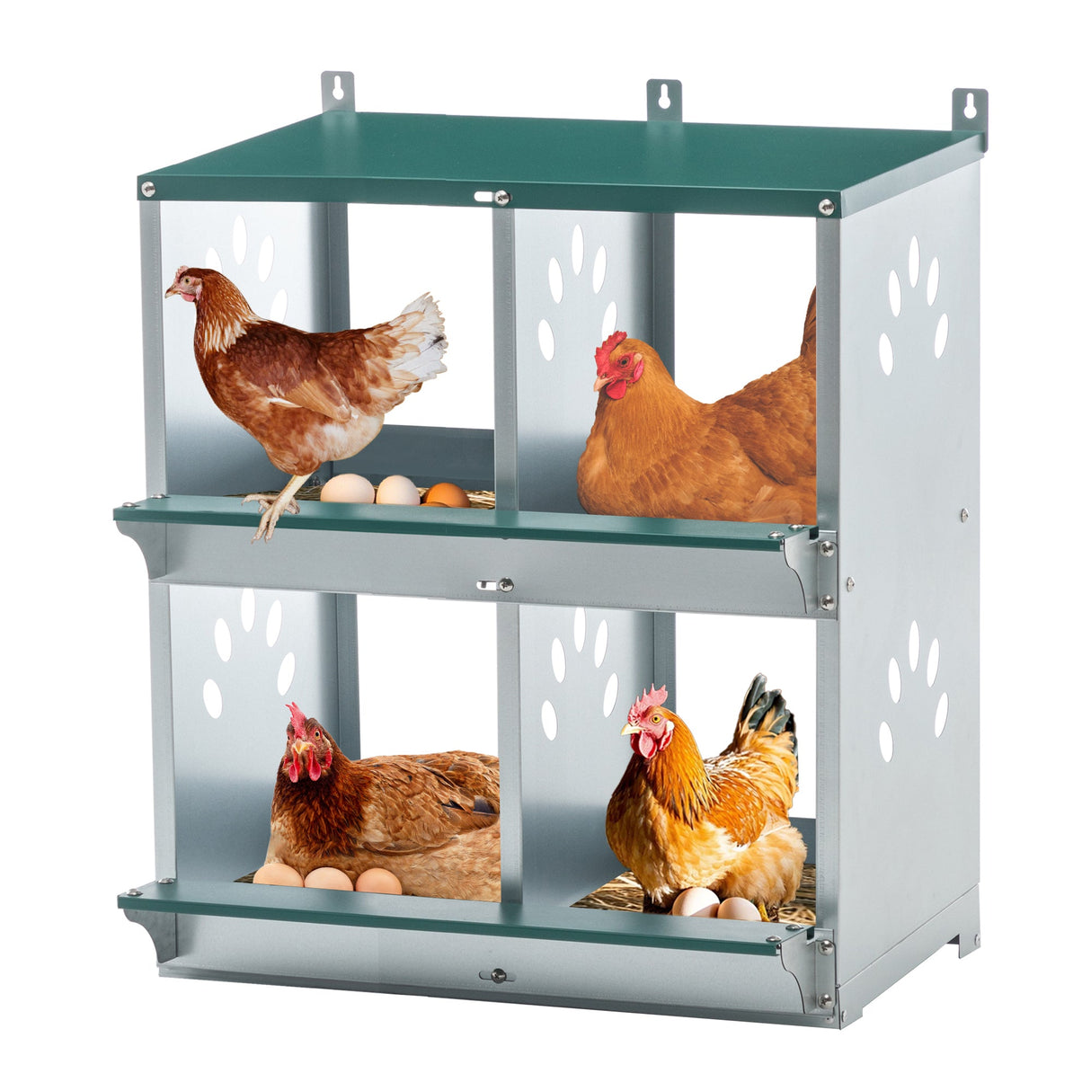 4 Compartment Chicken Nesting Boxes Metal Wall Mount Chicken Egg Laying Box - Fab Heavy Parts