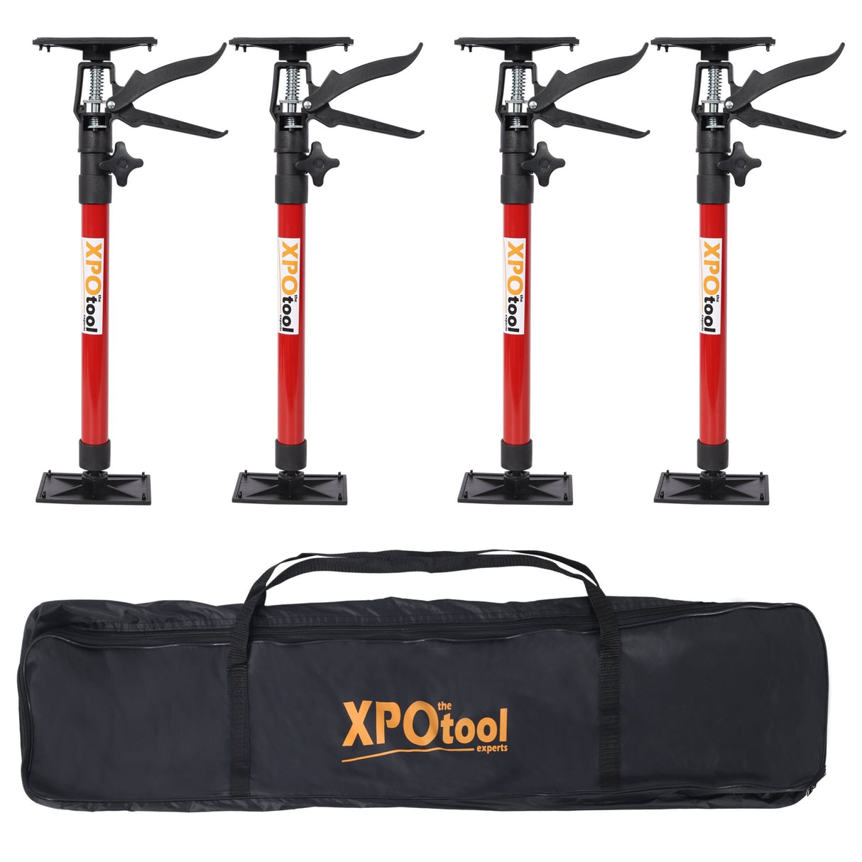 4 Pack Adjustable Support Pole Steel 3rd Hand Support System Extends from 20 to 45 Inch with Carry Bag - Red - Fab Heavy Parts