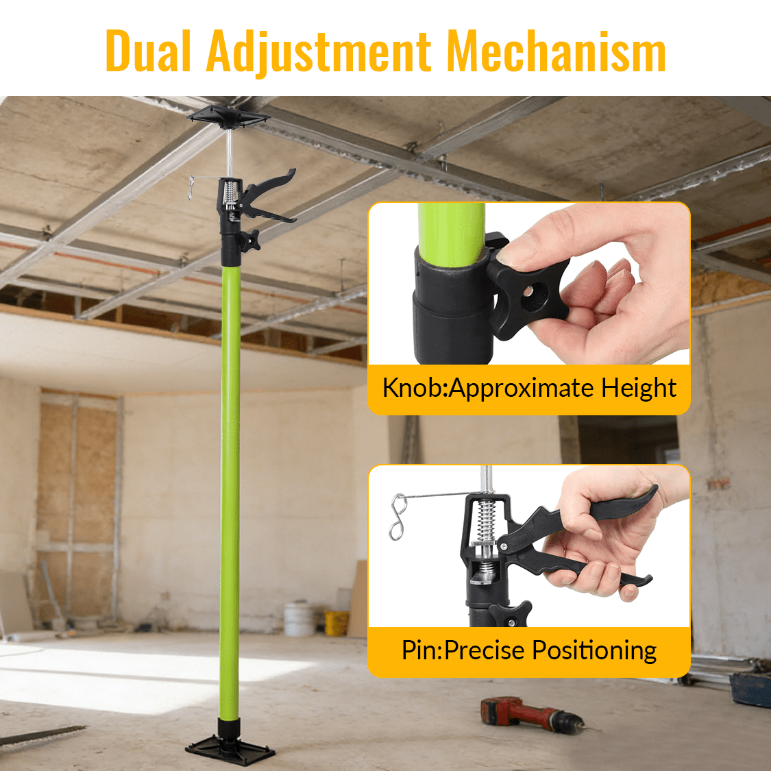 4 Pack Adjustable Support Pole Steel 3rd Hand Support System Extends from 45 to 114 Inch with Carry Bag - Green - Fab Heavy Parts