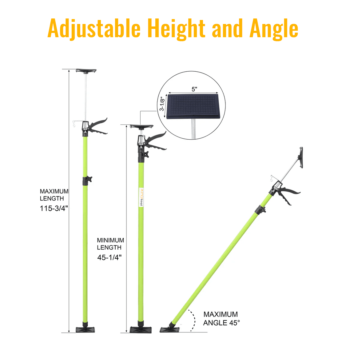 4 Pack Adjustable Support Pole Steel 3rd Hand Support System Extends from 45 to 114 Inch with Carry Bag - Green - Fab Heavy Parts