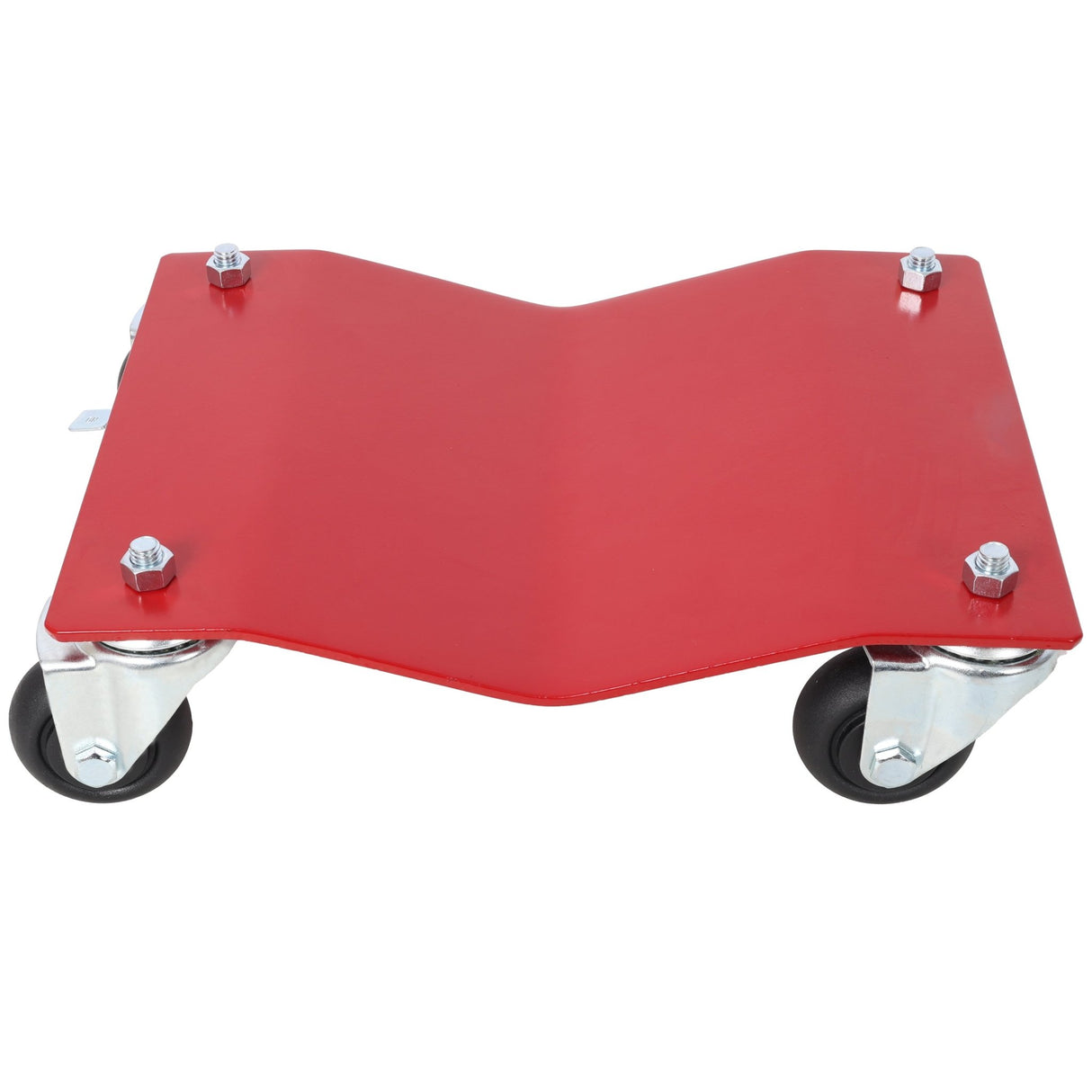 4 - Pack Heavy Duty Steel Vehicle Dollies with Brakes 2500lbs Capacity - Red - Fab Heavy Parts