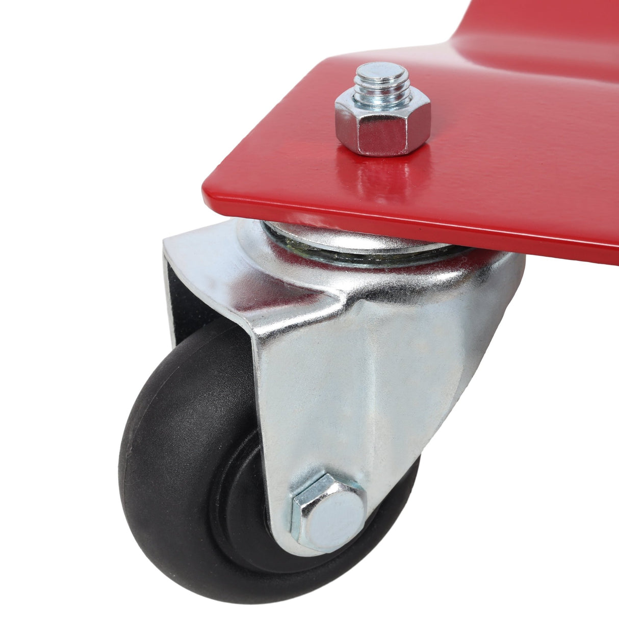 4 - Pack Heavy Duty Steel Vehicle Dollies with Brakes 2500lbs Capacity - Red - Fab Heavy Parts