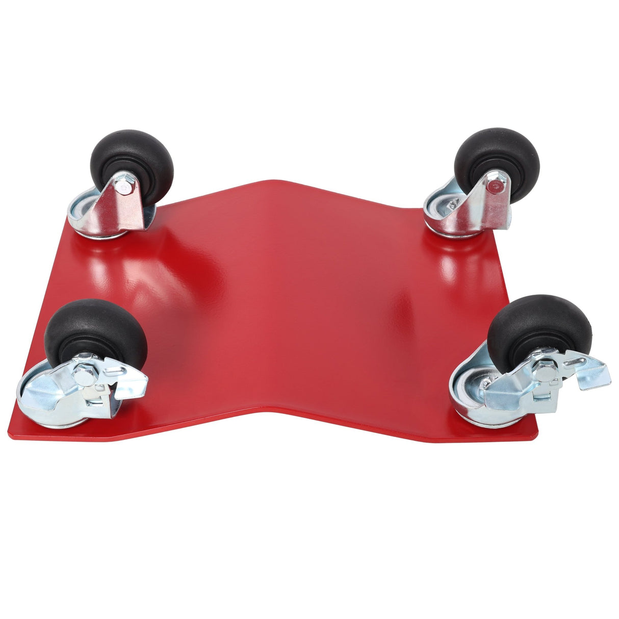 4 - Pack Heavy Duty Steel Vehicle Dollies with Brakes 2500lbs Capacity - Red - Fab Heavy Parts