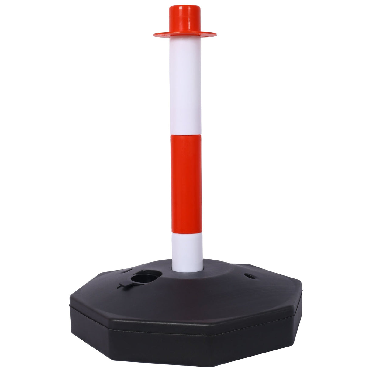 4 Pack Traffic Delineator Post Cones with Fillable Base Adjustable Safety Barrier with 5Ft Plastic Chain - White+Red - Fab Heavy Parts