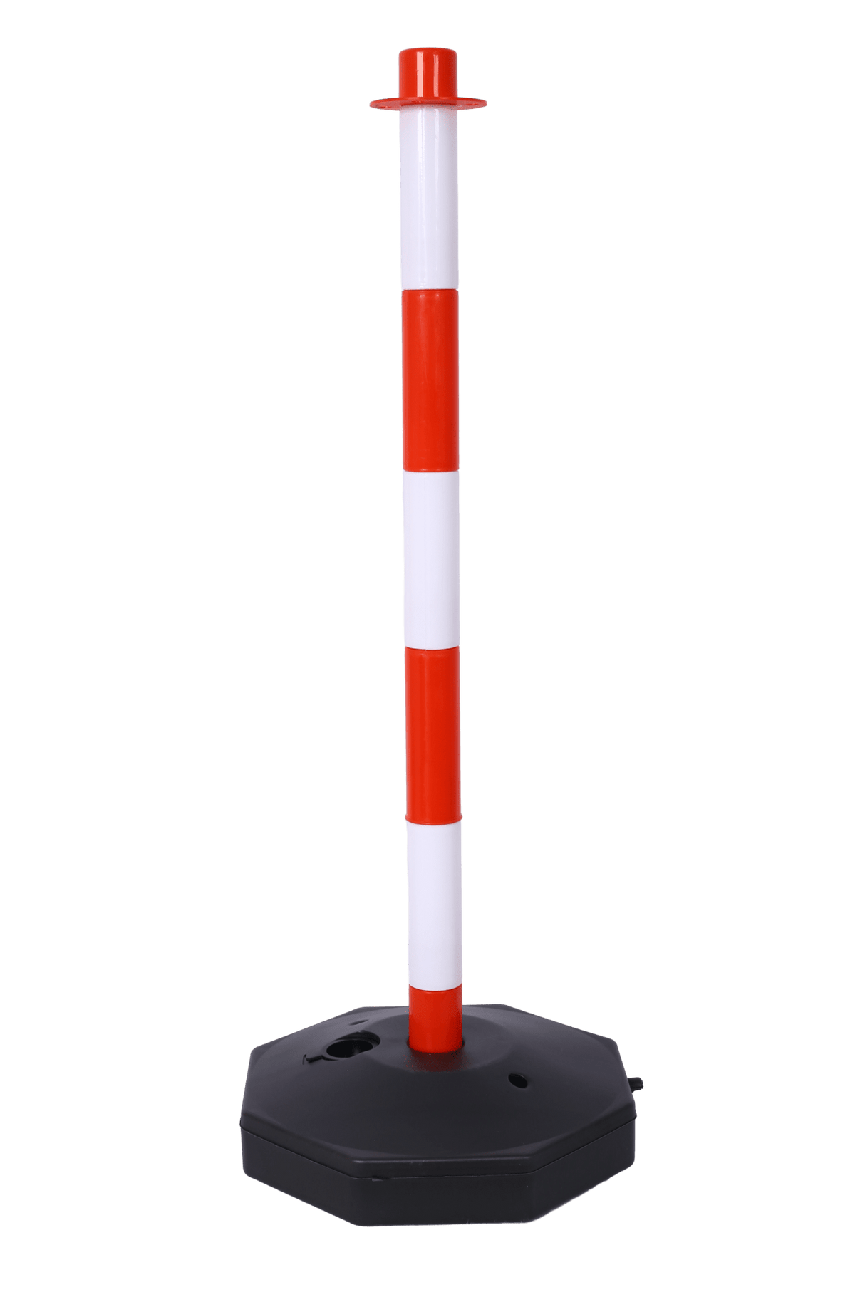 4 Pack Traffic Delineator Post Cones with Fillable Base Adjustable Safety Barrier with 5Ft Plastic Chain - White+Red - Fab Heavy Parts