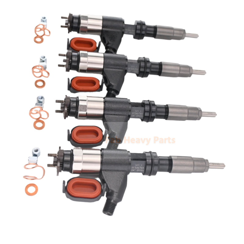 Inyector de riel común de 4 piezas para Denso 095000-6310 compatible con John Deere RE546784 RE531209 RE530362