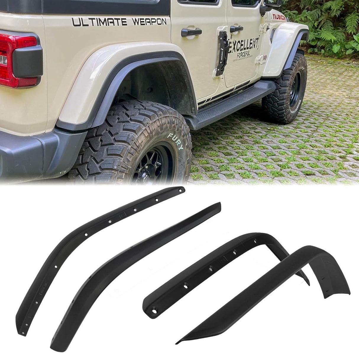 4 PCS Front & Rear Fenders Fits for 2018 - 2024 Jeep Wrangler JL and JLU Unlimited Rubicon Off - Road (Only Fit High Clearance Fender Flares, Not for 4XE) - Fab Heavy Parts
