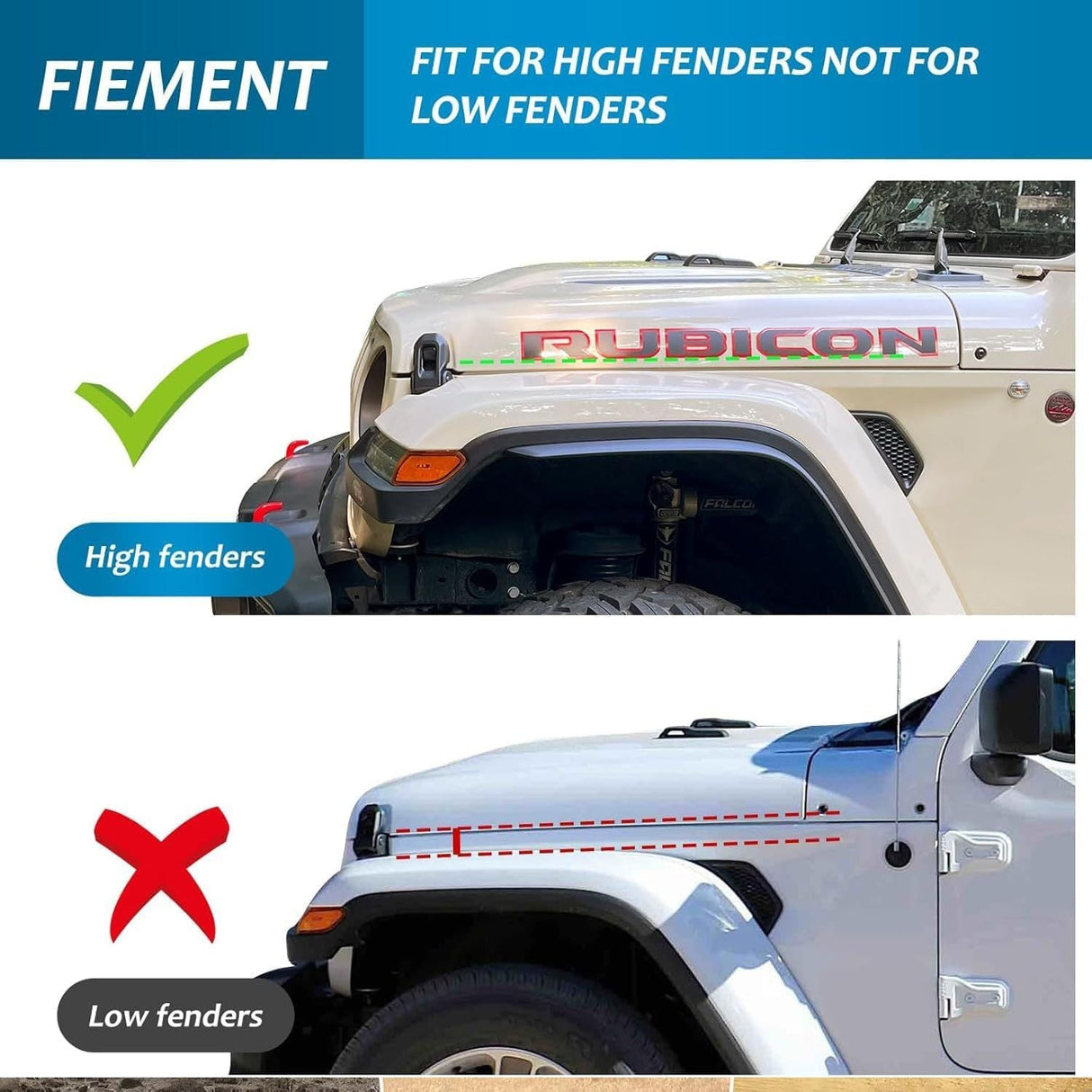 4 PCS Front & Rear Fenders Fits for 2018 - 2024 Jeep Wrangler JL and JLU Unlimited Rubicon Off - Road (Only Fit High Clearance Fender Flares, Not for 4XE) - Fab Heavy Parts