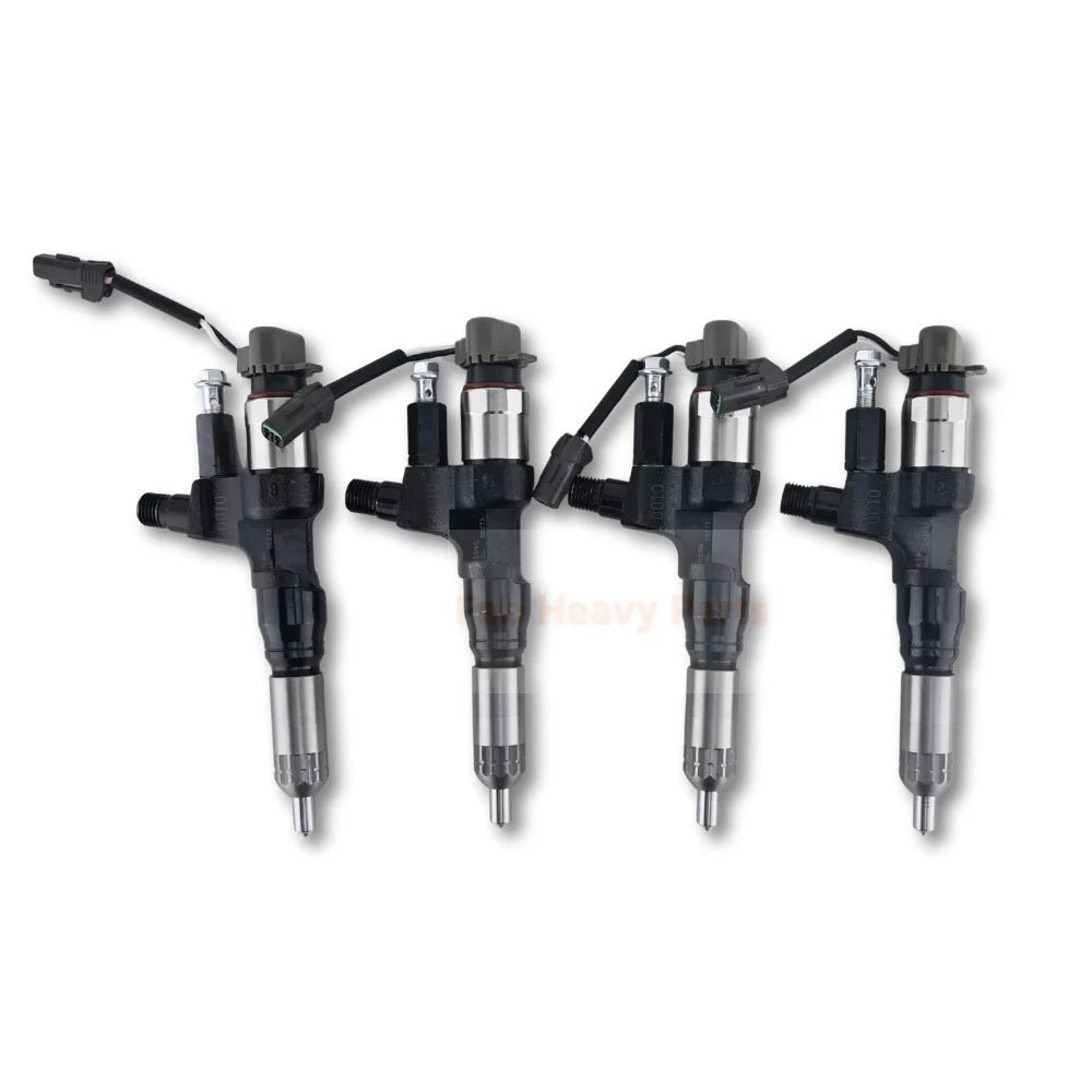 4 PCS Fuel Injector 095000 - 6594 0950006594 Fits for Kobelco SK300 - 8 SK330 - 8 SK350 for Hino J08E 3.8L 4.7L 5.0L 6.5L 7.7L - Fab Heavy Parts