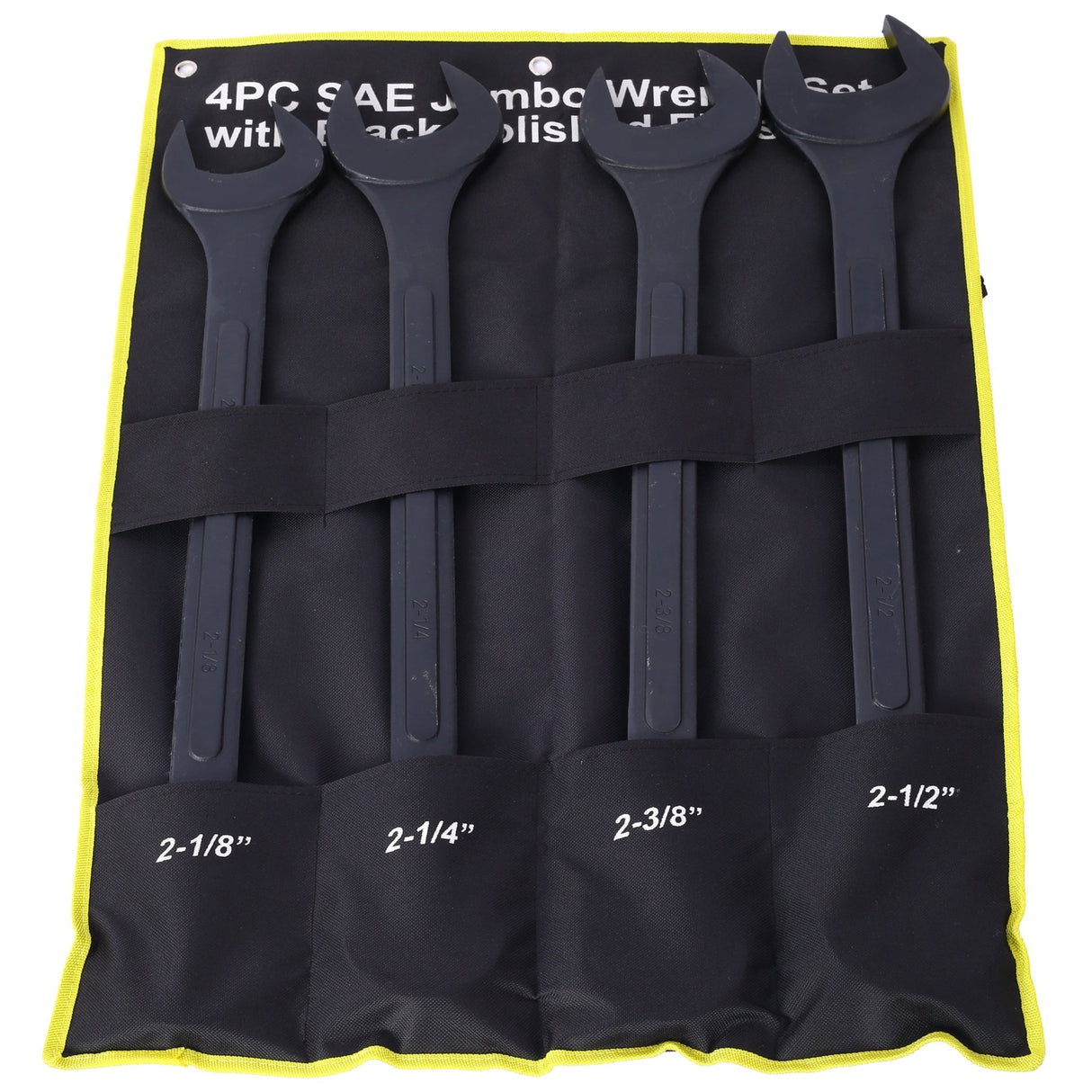 4 Piece Jumbo Combination Wrench Set SAE with Storage Bag Black Oxide 2 - 1/8 2 - 1/4 2 - 3/8 2 - 1/2 - inch - Fab Heavy Parts