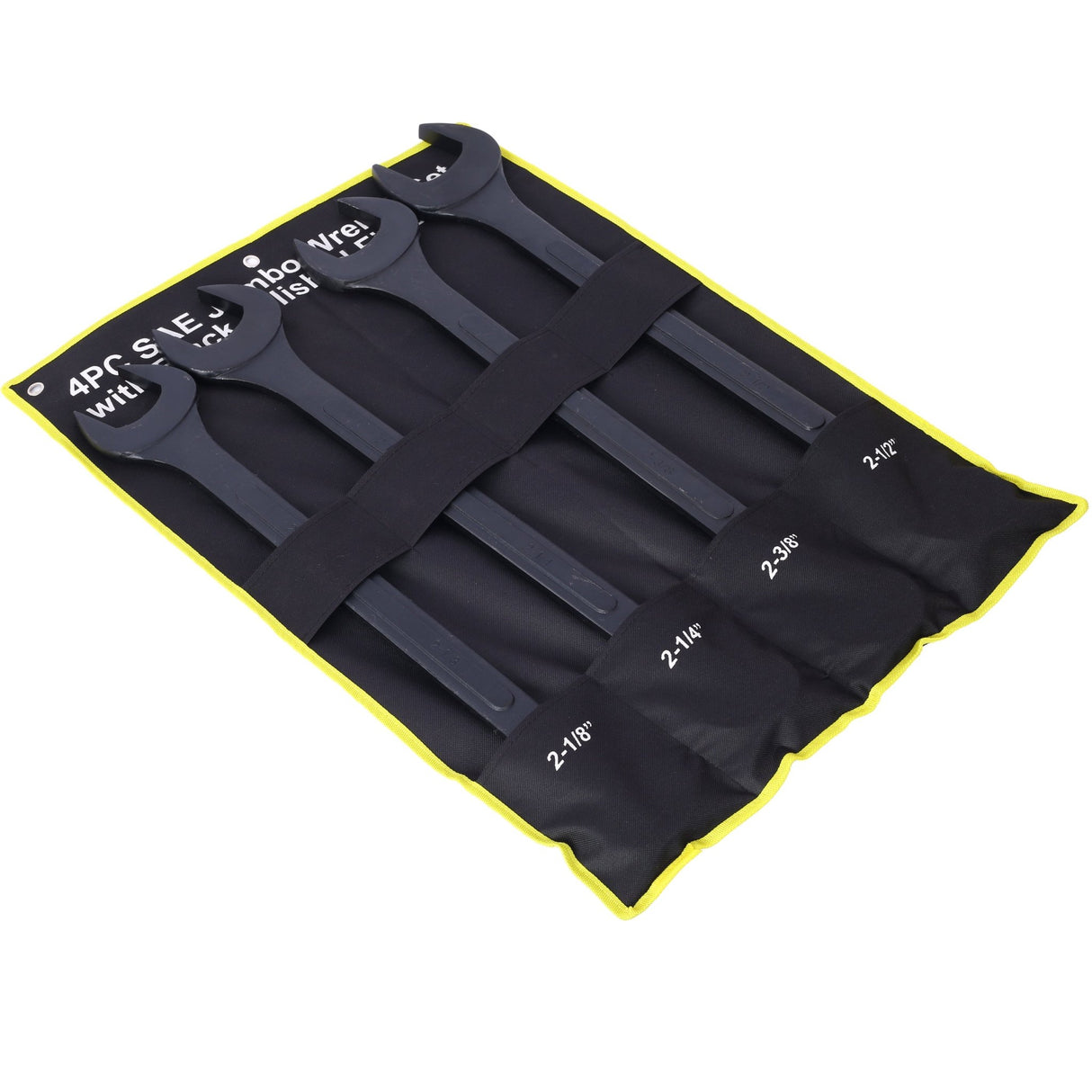 4 Piece Jumbo Combination Wrench Set SAE with Storage Bag Black Oxide 2 - 1/8 2 - 1/4 2 - 3/8 2 - 1/2 - inch - Fab Heavy Parts