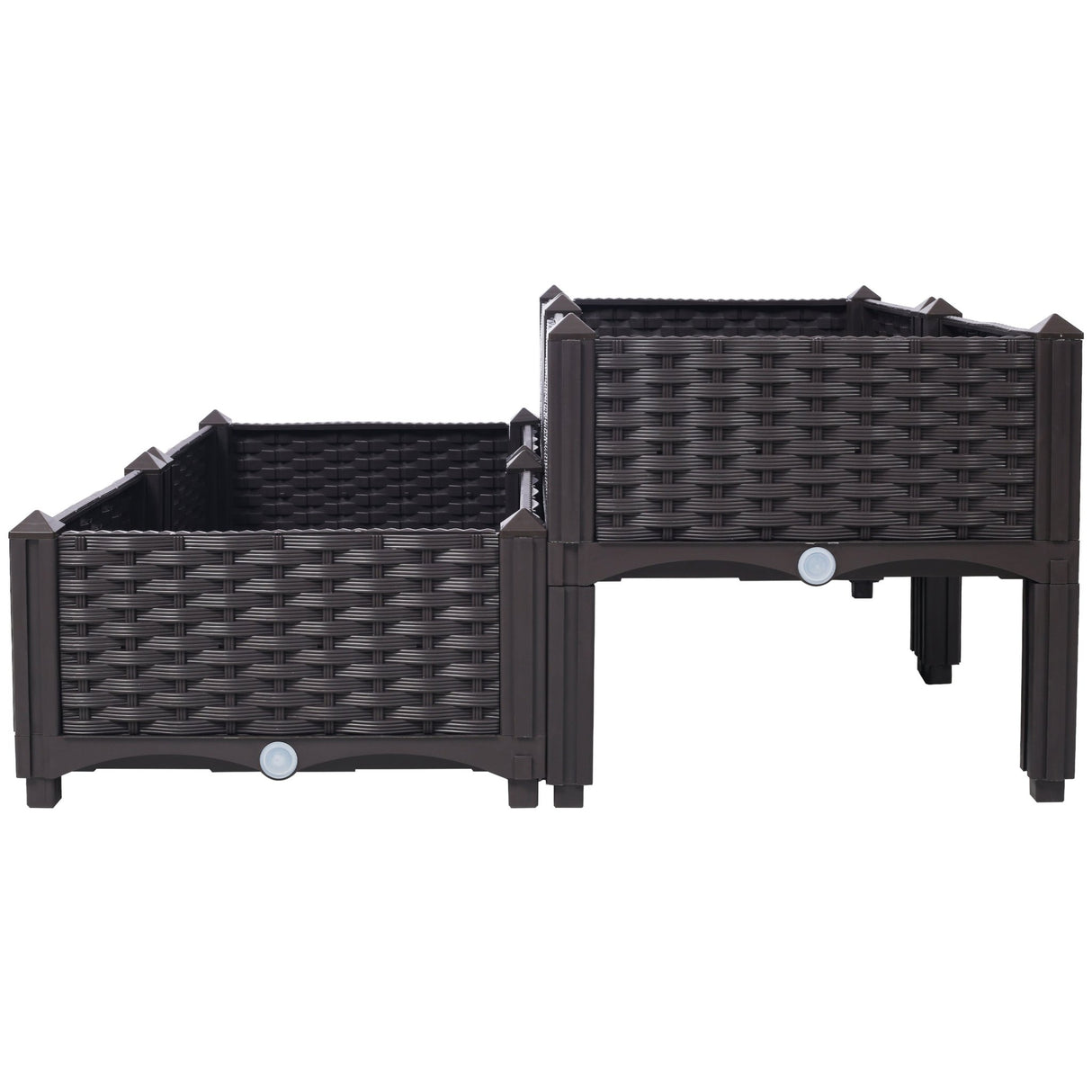 4 Piece Raised Garden Bed with Legs Self - Watering Planter Box to Grow Flowers Herbs Vegetables - Brown - Fab Heavy Parts