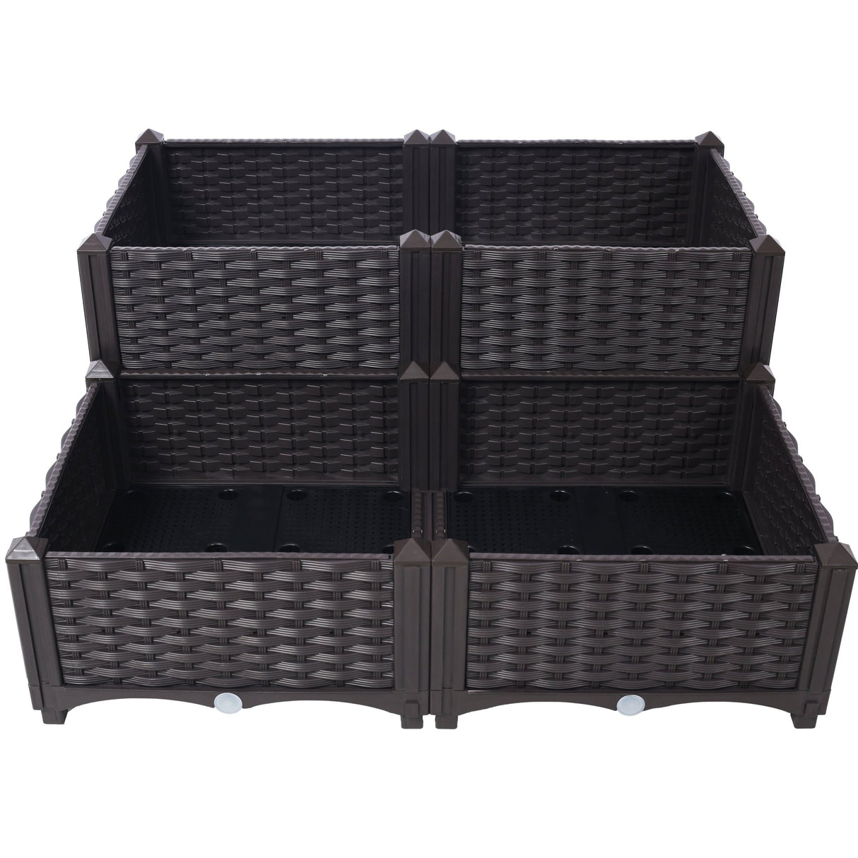 4 Piece Raised Garden Bed with Legs Self - Watering Planter Box to Grow Flowers Herbs Vegetables - Brown - Fab Heavy Parts