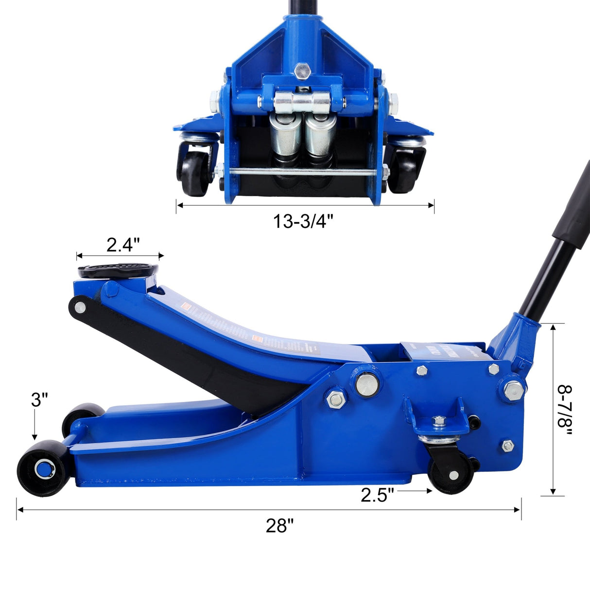 4 Ton Low Profile Hydraulic Floor Jack 8000 lbs Capacity Lifting Range 2.5' - 20' - Blue - Fab Heavy Parts