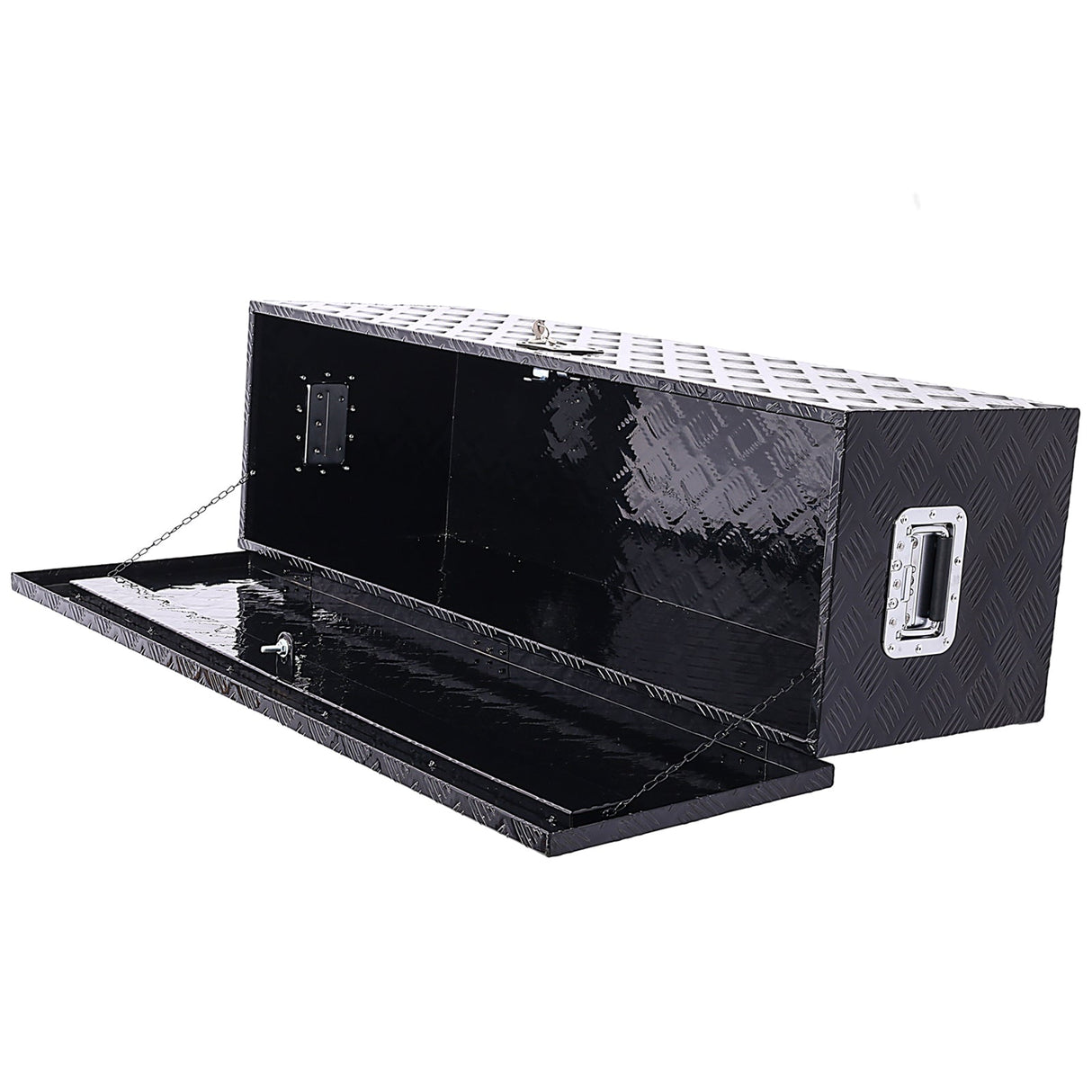 40 Inch Tool Box Aluminum Heavy Duty Tool Box w/ Lock Keys 48x15x15 inch - Black - Fab Heavy Parts