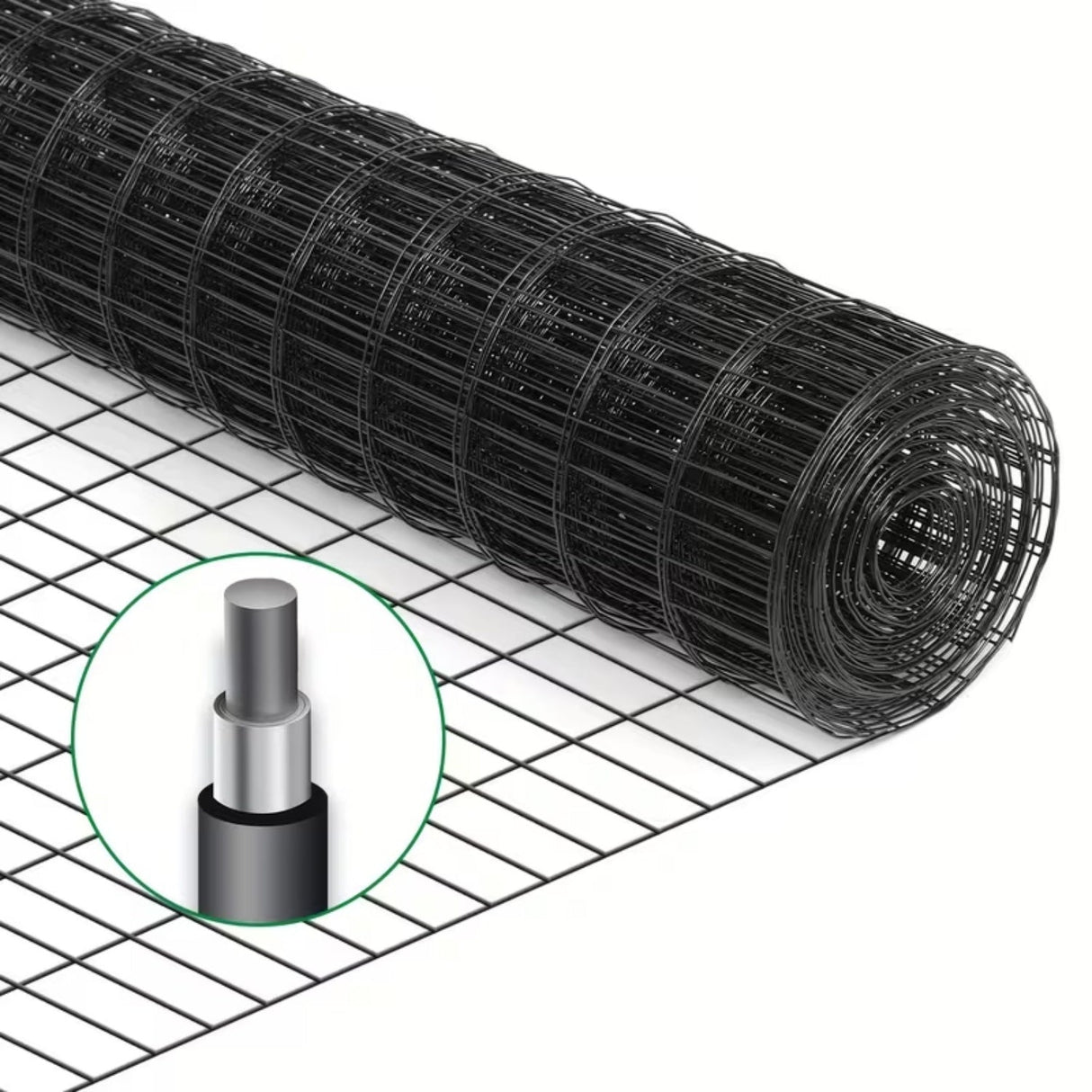 40 Inch x 99 FT Black Vinyl - Coated 16 Gauge Metal Mesh Fence Rust - Resistant Welded Wire Support for Poultry Cages Garden Protection and Pet Enclosures - Fab Heavy Parts