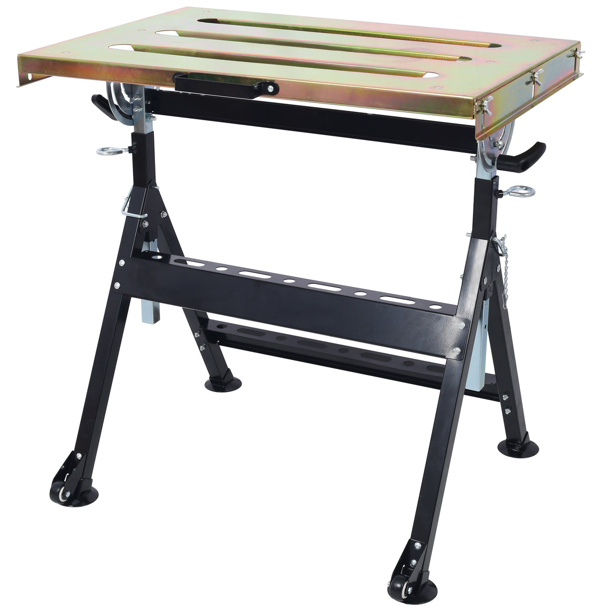 Welding Workbench with Wheels and Slot 30"x20" 400lbs Capacity Steel Folding Adjustable
