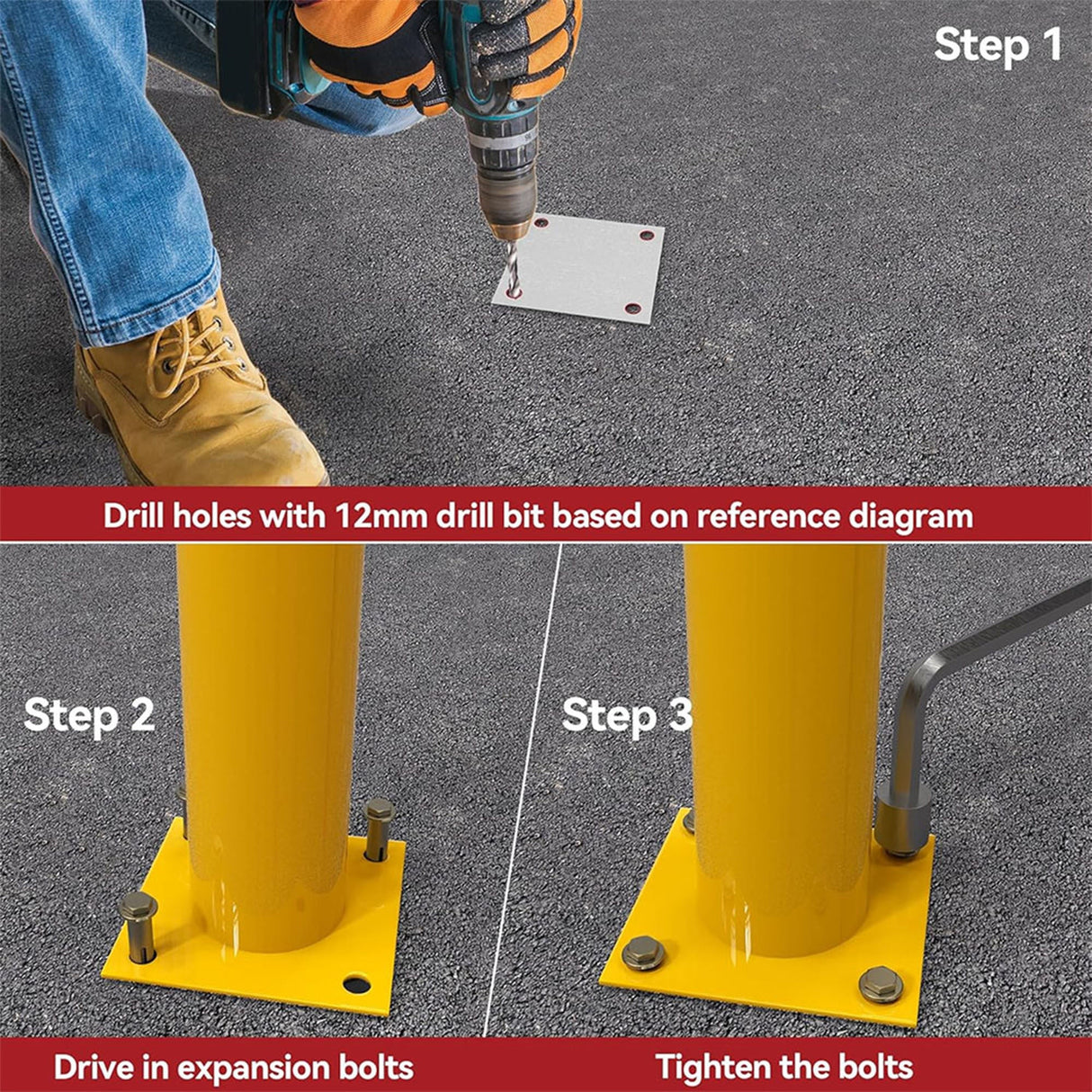 42 - inch 2 - pack of Security Bollard for Parking Lot Storefronts Entrance Sidewalk and Traffic - sensitive Areas - Fab Heavy Parts