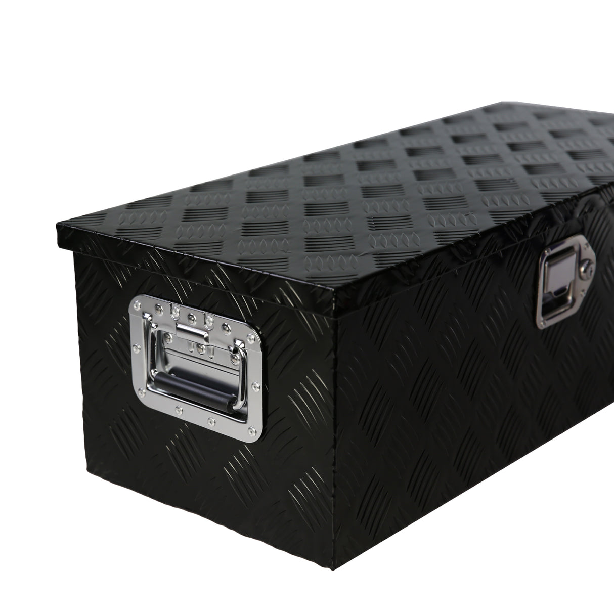 30 Inch Truck Box Heavy Duty Black Aluminum 5 Bar Tread Tool Long Box with Lock Keys 30.1"×12.8"×10.4"