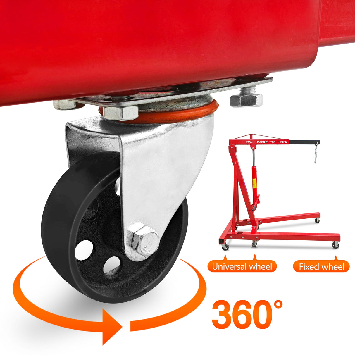 4400 lbs Folding Hydraulic Engine Hoist with Lever Heavy Duty with 6 Iron Caster Wheels - Fab Heavy Parts