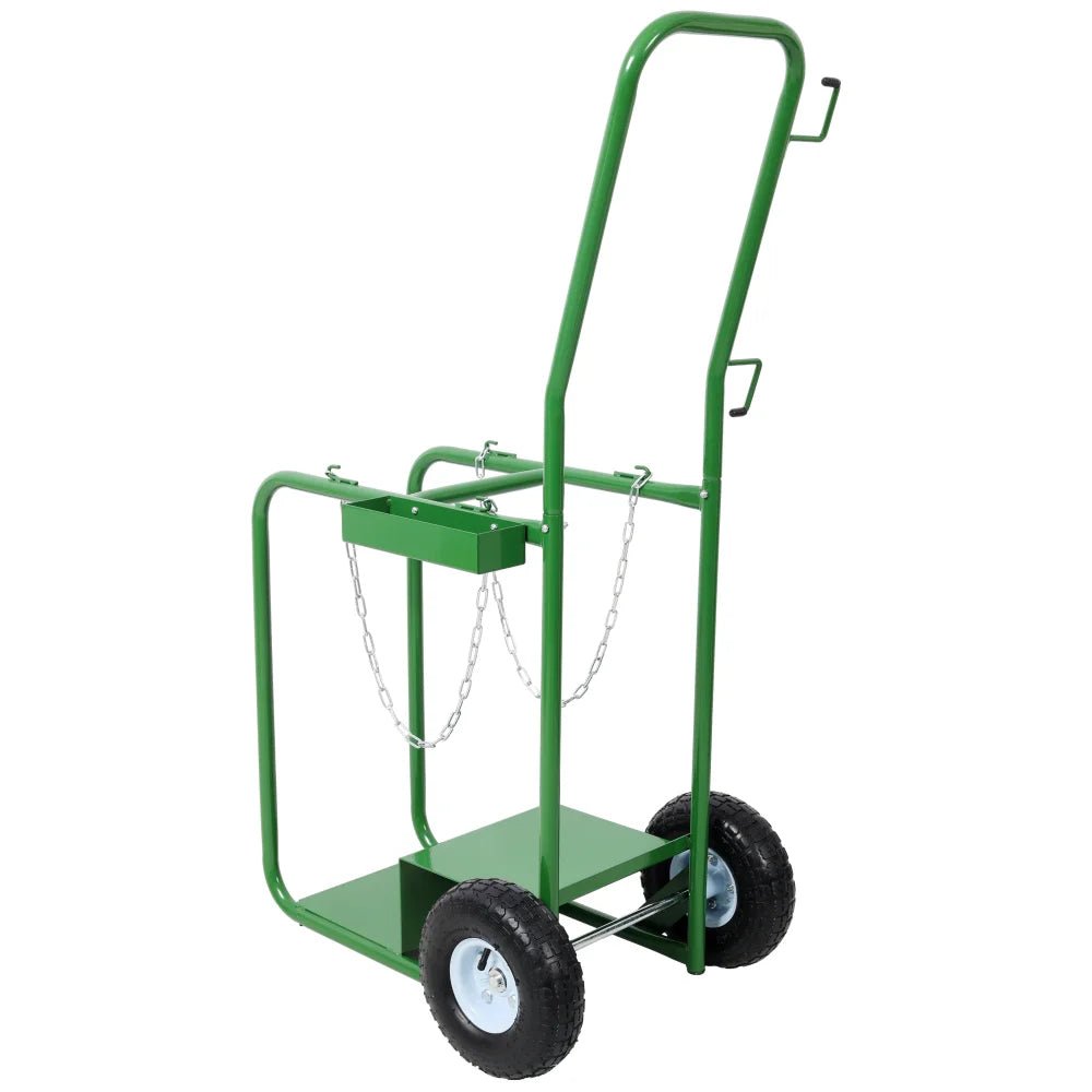 440lbs Capacity Cylinder Cart Welding Cylinder Hand Truck Large Dual Oxygen Tank - Green - Fab Heavy Parts