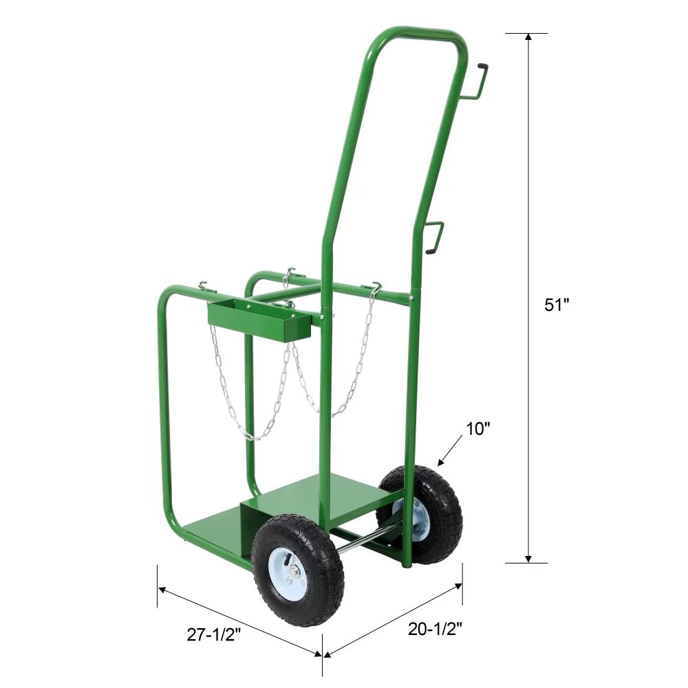 440lbs Capacity Cylinder Cart Welding Cylinder Hand Truck Large Dual Oxygen Tank - Green - Fab Heavy Parts