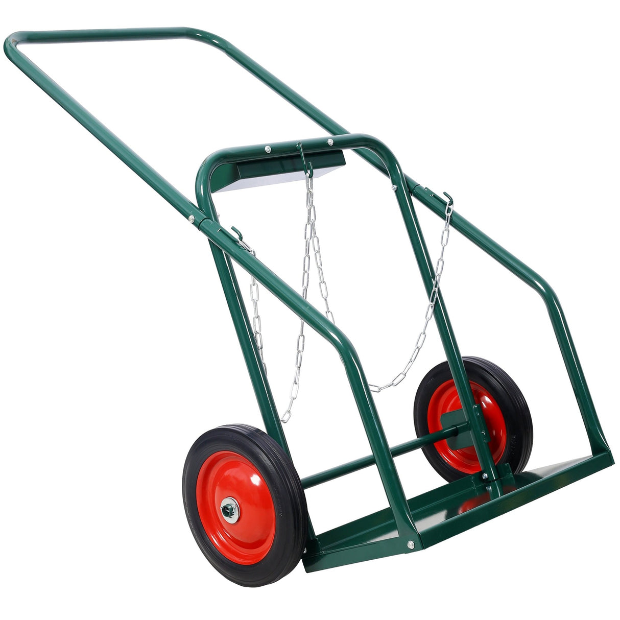 440lbs Capacity Cylinder Cart Welding Hand Truck Large Dual Oxygen Tank Dolly With 10 - Inch Solid Rubber Wheels - Green - Fab Heavy Parts