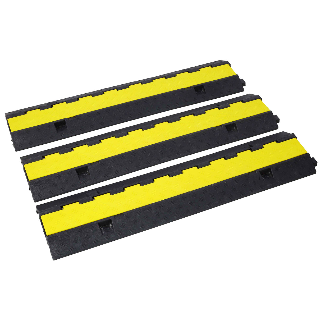 3 Packs Cable Protector Ramp 2 Channels Bilis ng Bump Hump Rubber Modular Rated 11000 lbs na Kapasidad ng Pag -load