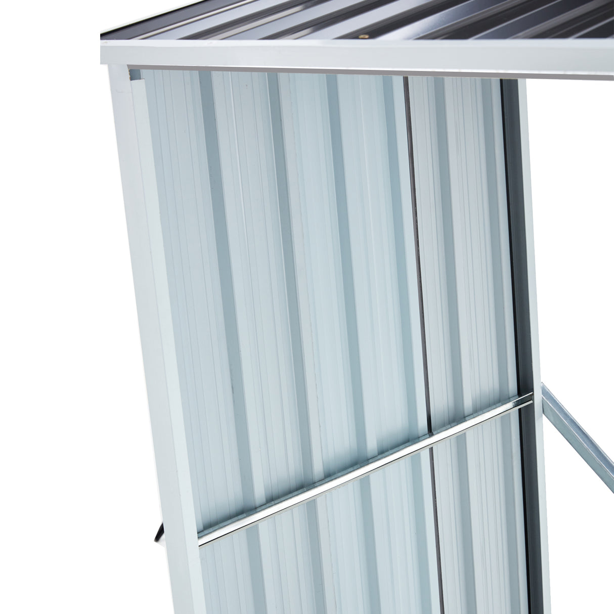 屋根付き薪ラック付き丸太保管小屋、無煙炭亜鉛メッキ鋼板 70.9"