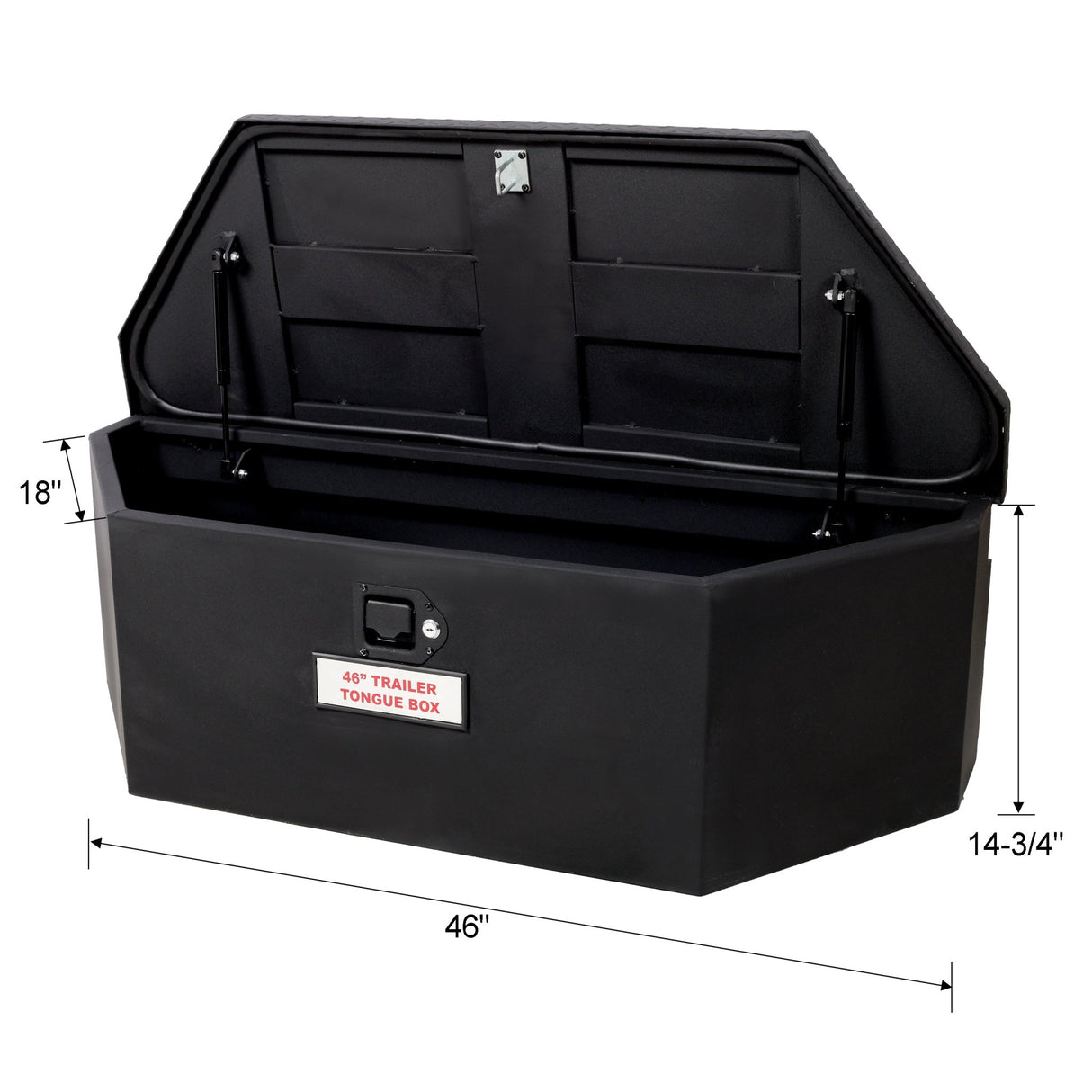 46“X18”X14.5“ Trailer Tongue Box with Lock and Keys Heavy Duty Steel 6.7 CUFT Capacity - Black - Fab Heavy Parts