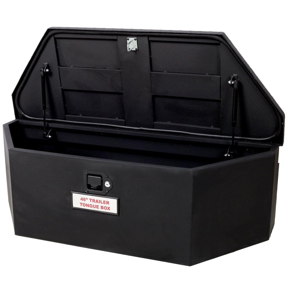 46“X18”X14.5“ Trailer Tongue Box with Lock and Keys Heavy Duty Steel 6.7 CUFT Capacity - Black - Fab Heavy Parts