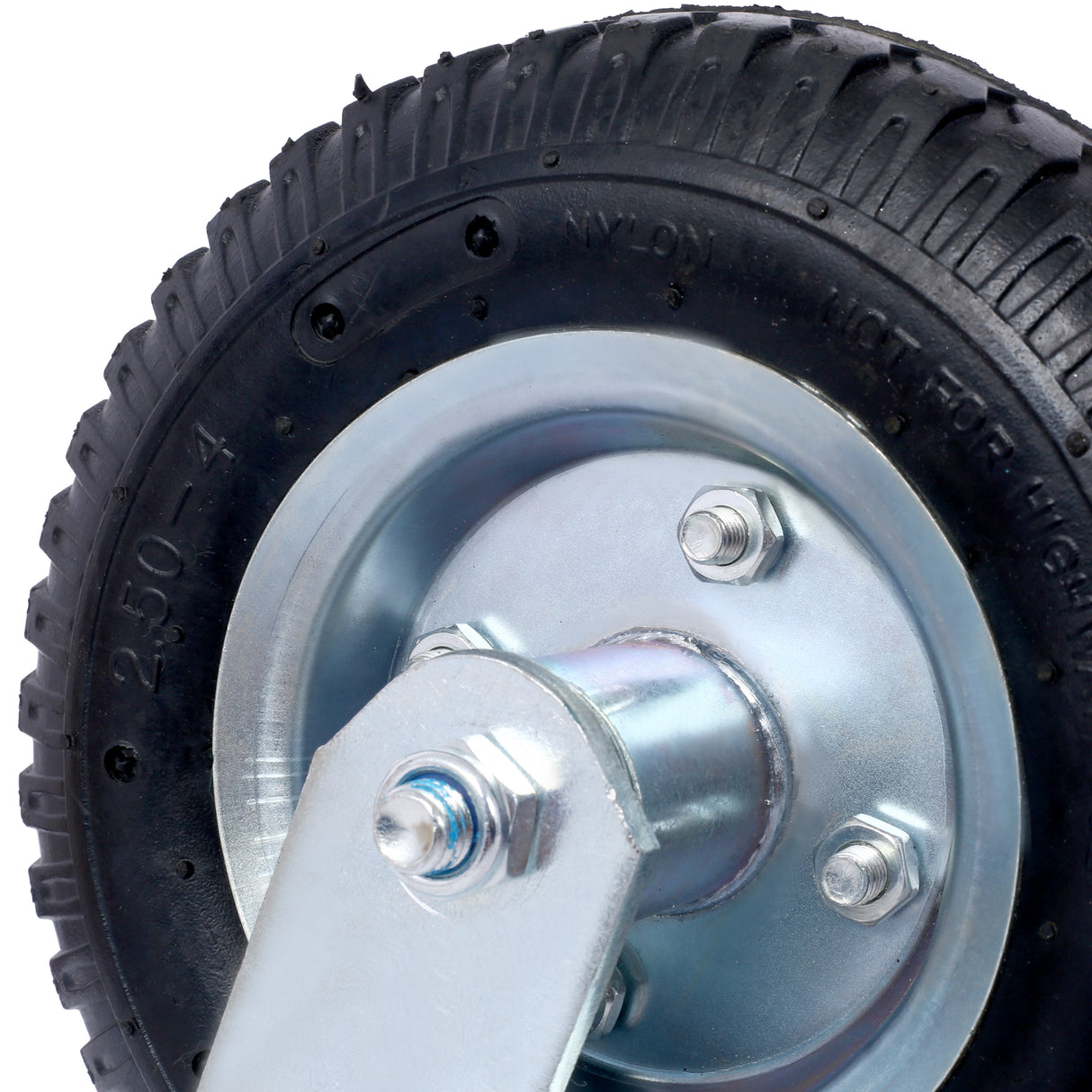 2PCS 8IN Pneumatic Tire Caster Wheel Swivel Plate Steel Hub with Ball Bearings 5/8-Inch Bore Centered Axle Black