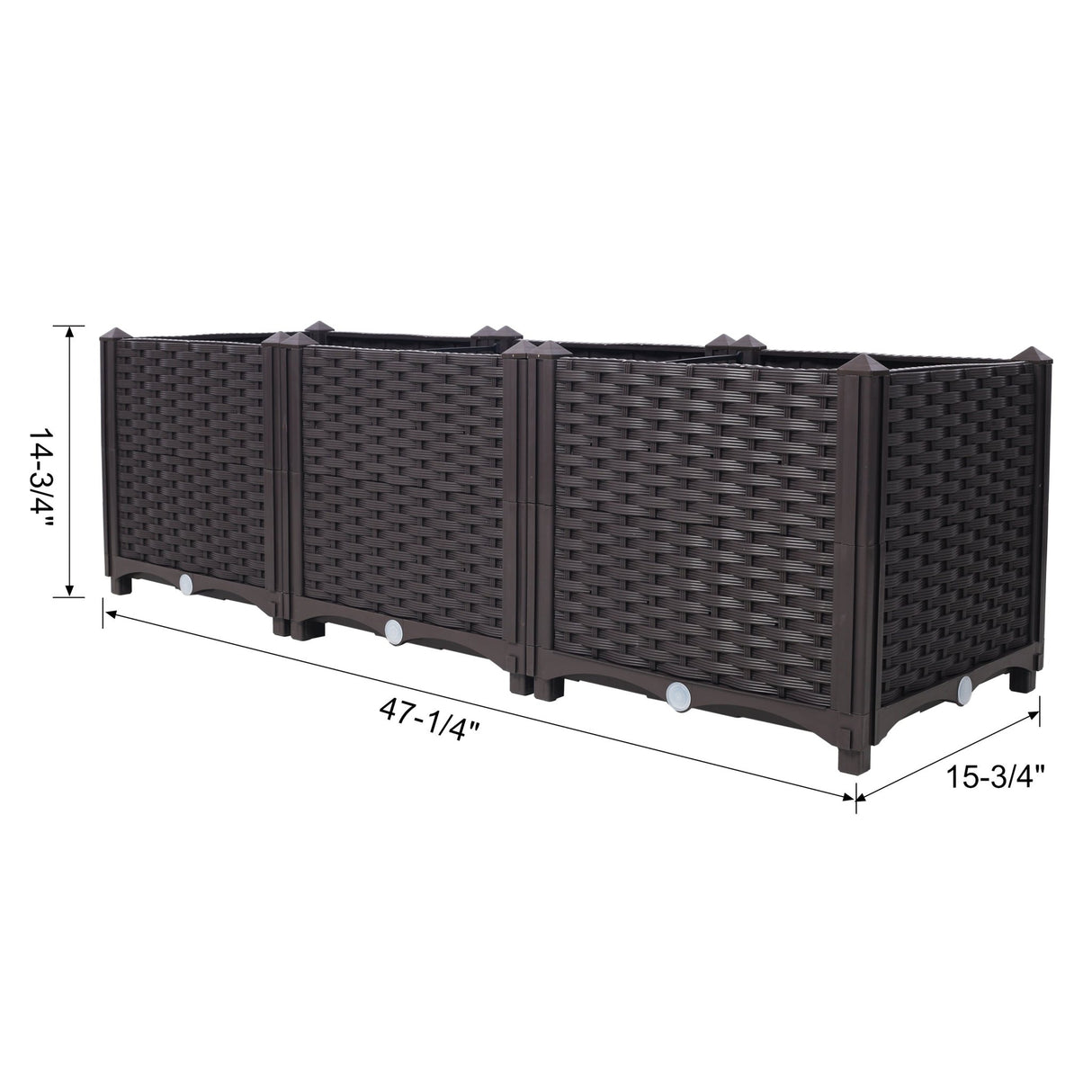 47.2" L X 15.7" D X 14.7" H Deep Raised Garden Bed Plastic Planter Boxes for Vegetables Flowers Herbs and Succulents Self - Watering Raised - Brown - Fab Heavy Parts
