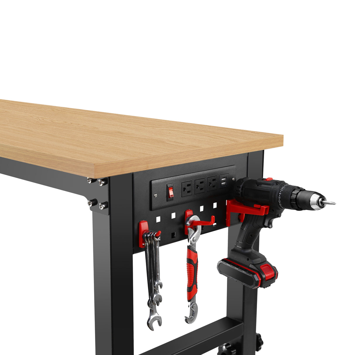 48 "Adjustable Workbench with Power Outlet Heavy Duty Load Capacity Hardwood