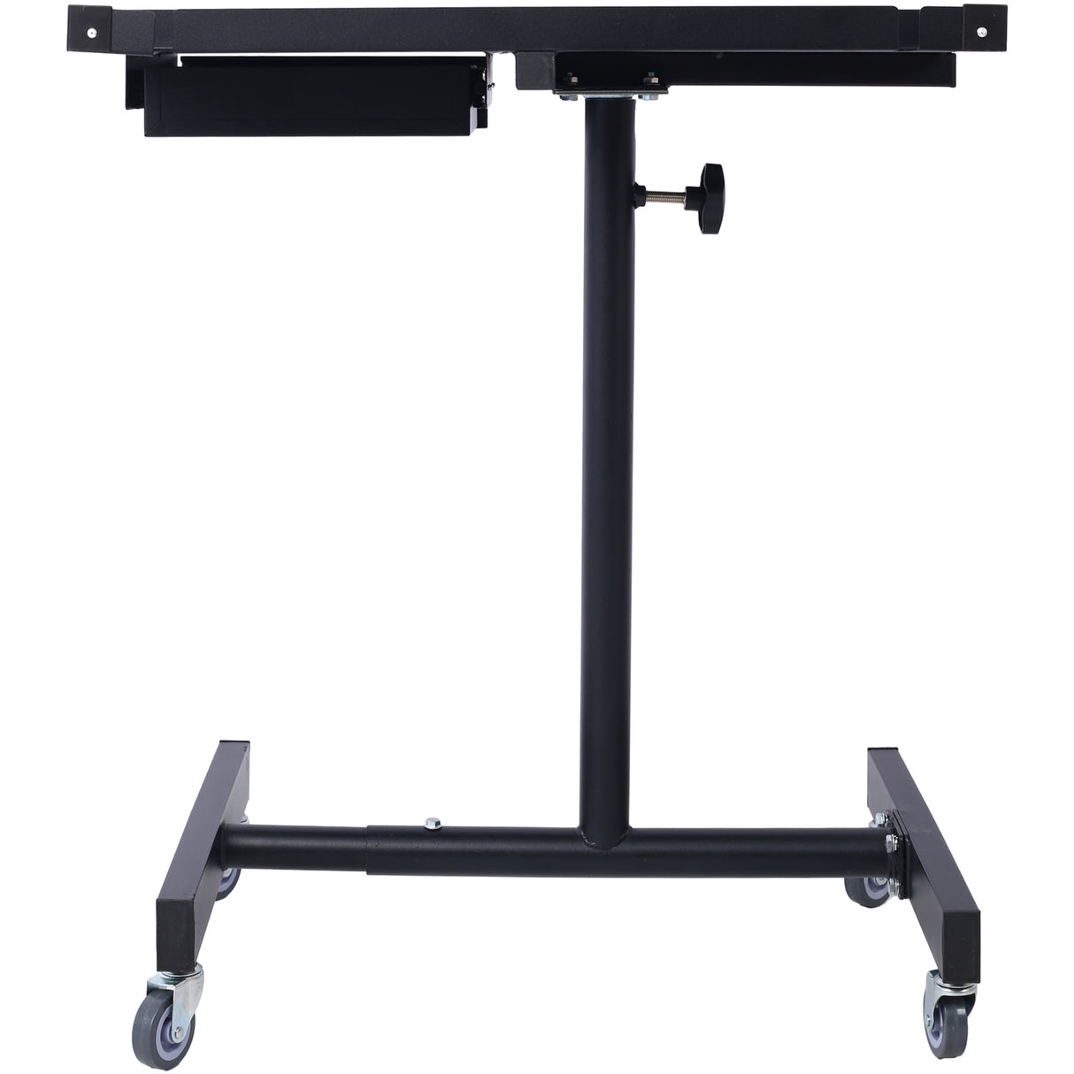 Adjustable Tear Down Work Table with Drawer (4) 2.5" Swivel Casters 220 Lbs Capacity Rubber Corners Heavy Duty Steel--Black