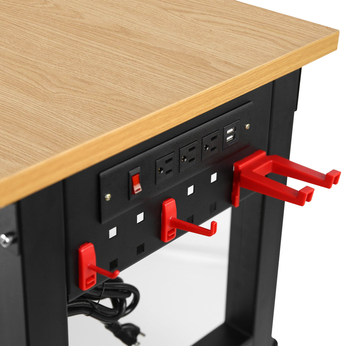 48 "Adjustable Workbench with Power Outlet Heavy Duty Load Capacity Hardwood - Fab Heavy Parts