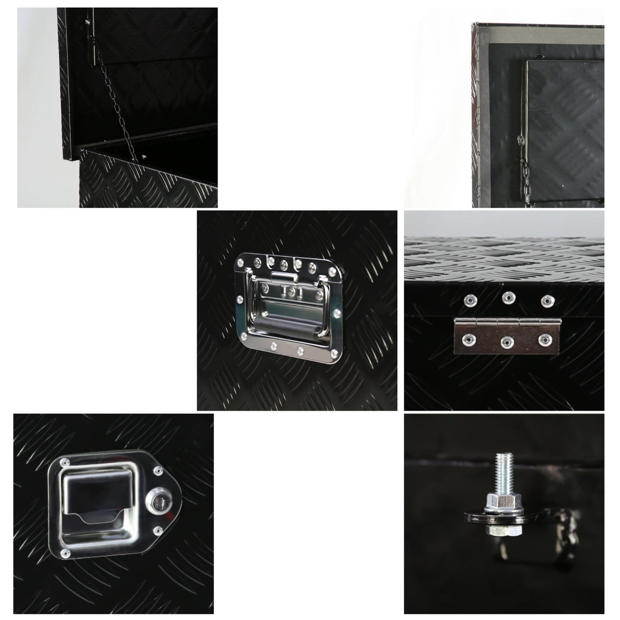 48 Inch Truck Box Heavy Duty Aluminum Stripes Plated Tool Long Box with Lock and Key 48"×15.2"×15.2" - Fab Heavy Parts