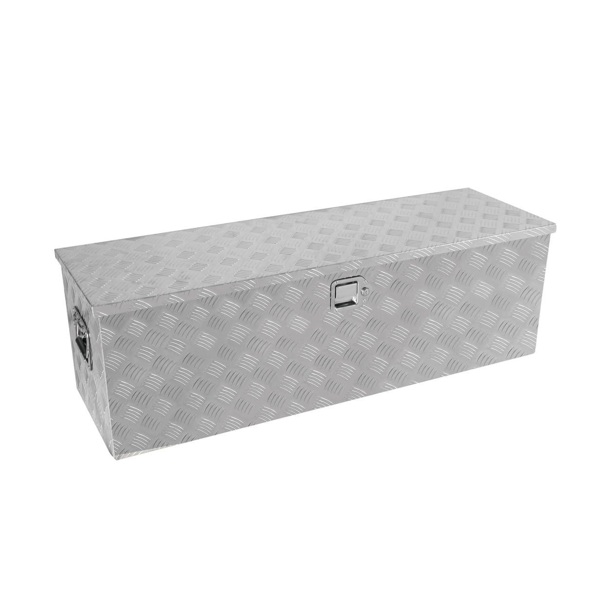 48 Inch Truck Box Heavy Duty Silver Aluminum Stripes Plated Long Tool Box Waterproof with Lock and Key 48"×15.2"×15.2" - Fab Heavy Parts