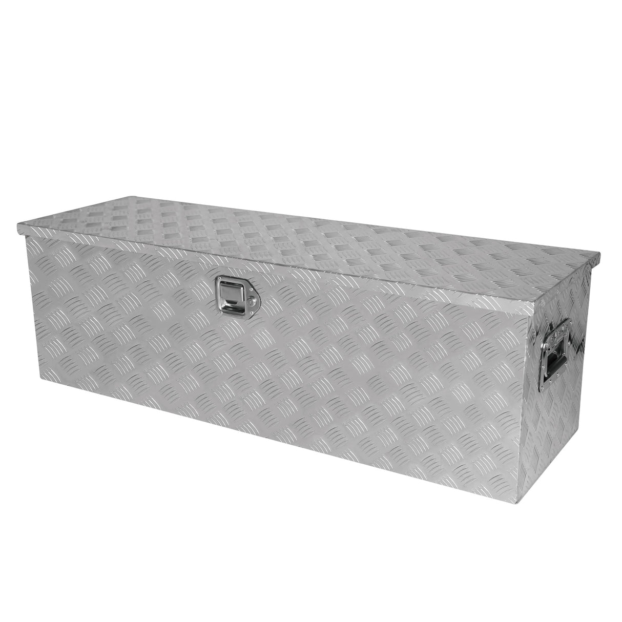 48 Inch Truck Box Heavy Duty Silver Aluminum Stripes Plated Long Tool Box Waterproof with Lock and Key 48"×15.2"×15.2" - Fab Heavy Parts